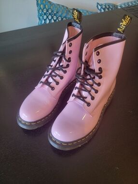 Dr. Martens Women's 1460 Pascal Lace-Up Boot in Pale Pink Patent
